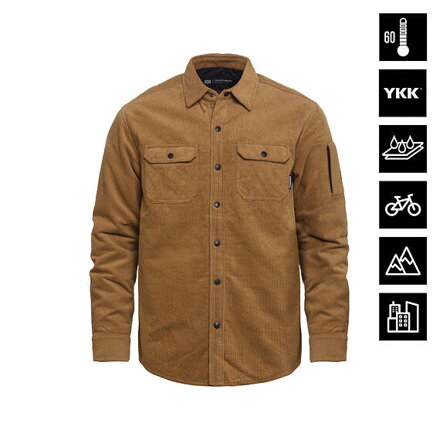 HORSEFEATHERS zateplená košeľa DOUGH - camel corduroy